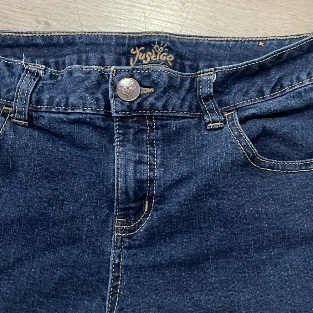 Justice‎ Denim Shorts Girls 14 Plus Dark Wash Cuffed Stretch Five Pocket